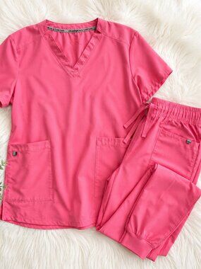 ClimateRight by Cuddl Duds Pink Scrub Set XL Top Large Jogger Pants